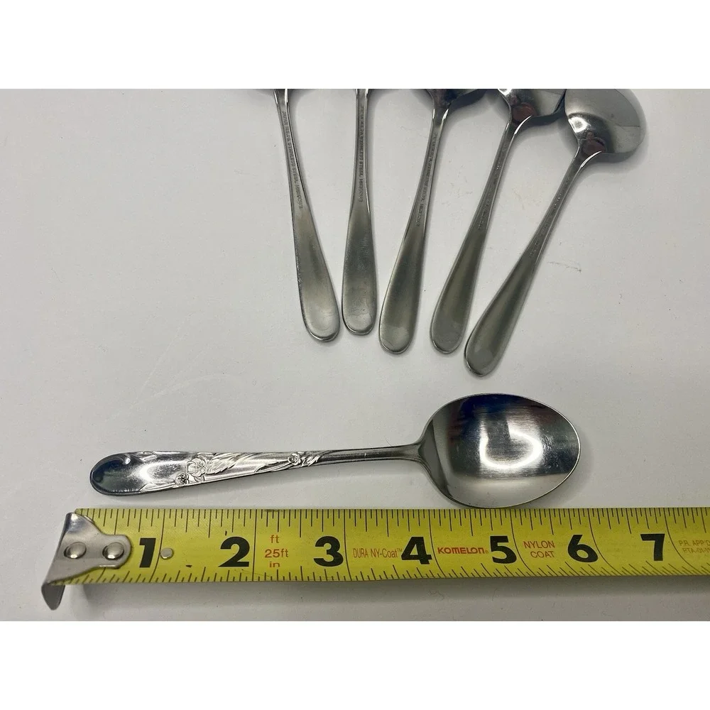 N.S. Co. National Stainless Japan Hibiscus Pattern Teaspoons Replacements Lot 6